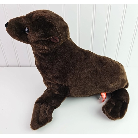 Wild Republic RETIRED Plush Brown Seal Realistic Stuffed Animal Zoo Ocean 14 in - Picture 1 of 12